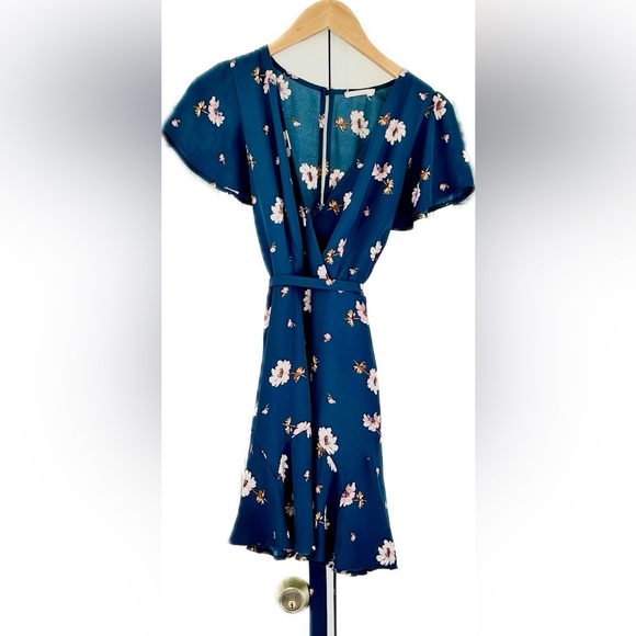 Altar'd State Navy Floral Mini Wrap Dress - Picture 2 of 6